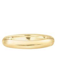 Ring aus gelbvergoldetem Material, mit polierter Oberfläche, glatter, runder Form und innen mit der Gravur "375" versehen.