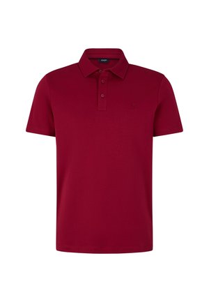 Rode poloshirt van katoen, met een klassieke kraag, drieknoopsluiting en een klein geborduurd logo op de borst.