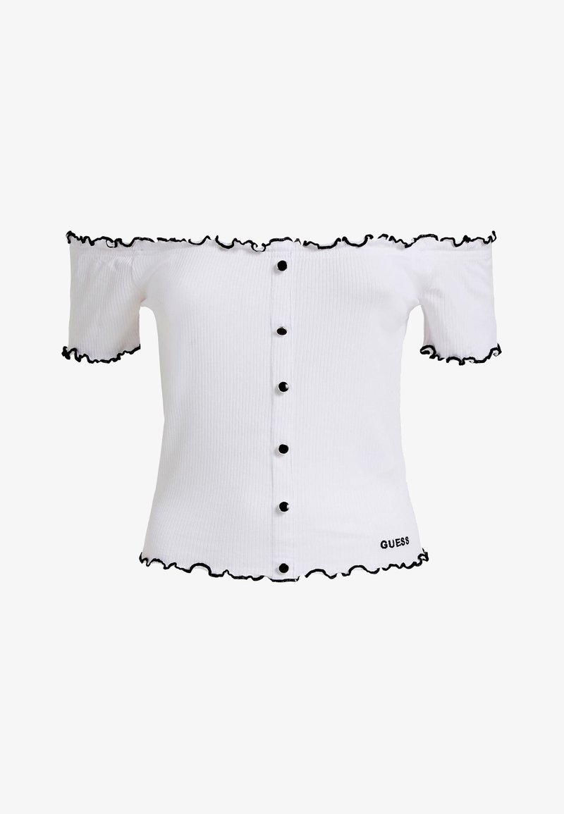 Guess Guess Cropped Top Knopfe Vorn Bluse Weiss Zalando At