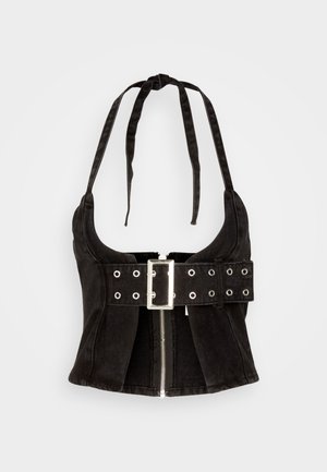 RACHEL BUCKLE HALTER - Top - charcoal
