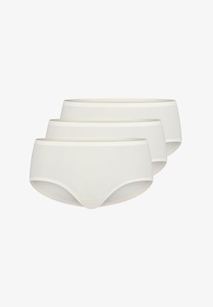 Coppia di slip in cotone bianco, in confezione da tre, con una texture liscia e un elastico in vita, caratterizzati da un design semplice e senza cuciture.