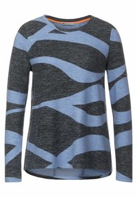 T-shirt à manches longues avec un motif ondul é gris et bleu clair. Fabriqué en tissu doux avec un col rond et un ourlet arrondi.