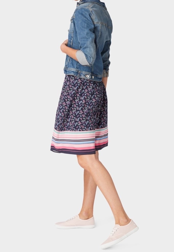 Jupe midi rayé évasée rayé blanc Tommy Hilfiger | La Redoute