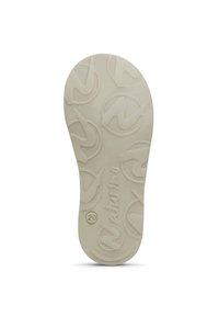 Suola di scarpa in gomma di un beige chiaro con una superficie testurizzata che presenta motivi circolari in rilievo e il nome del marchio "Naturino" in basso.