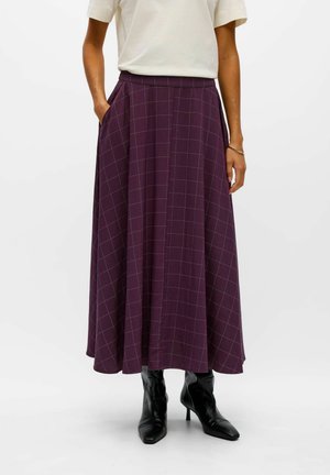Object, MAXI SKIRT CHECKED A-LINE - Jupe longue - dark purple