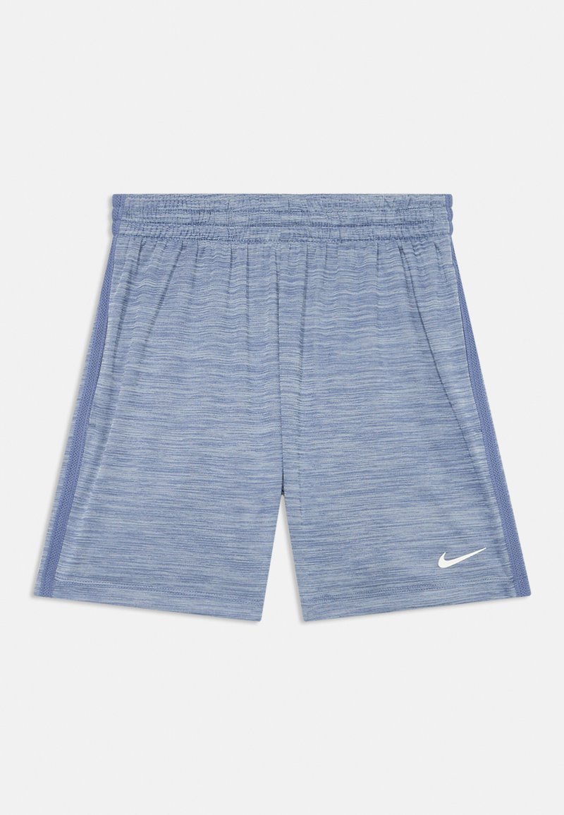 Pantalones cortos deportivos Nike en azul claro, hechos de un tejido texturizado. Cuentan con una cinturilla elástica y un logo en la esquina inferior.