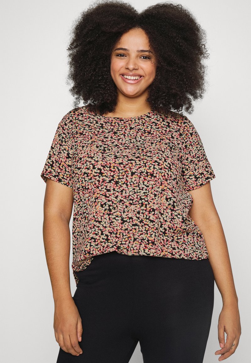 ONLY Carmakoma CARVICA LIFE NOOS - Camicetta - black/neon ditsy