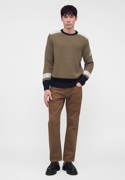 J.LINDEBERG STAN COLOUR BLOCK CREW - Πουλόβερ - brindle