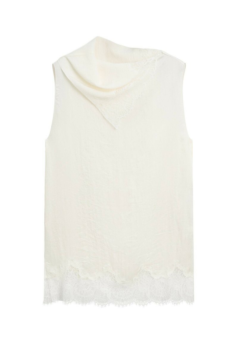 Massimo Dutti ASYMMETRIC ROLL NECK TOP WITH LACE DETAIL - Blouse ...