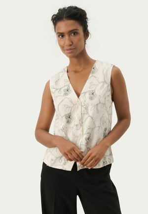 TONY - Waistcoat - black stitch on white