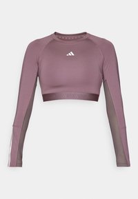 Langærmet T-shirt - shadow fig/white