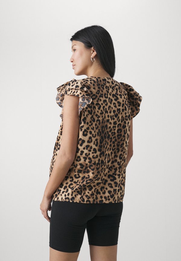 OLMKIMIKA FRILL - Print T-shirt - sand2