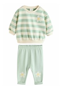 Next SET - Mikina - green white stripe flower