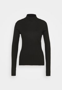 Svart ribbad polotröja med långa ärmar. Har en figurnära design och en mjuk textur, lämplig för lager-på-lager.