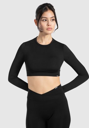 TISHA CROPPED & LABEL TAG - T-shirt à manches longues - schwarz