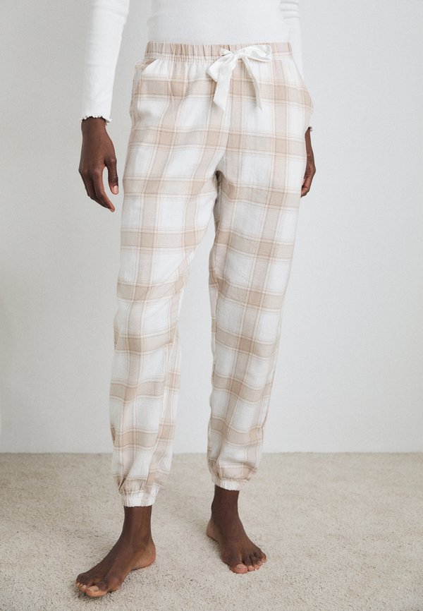 PANT CHECK CUFF - Pyjama bottoms - tan