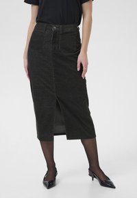 Kaffe Cord skirt - Jupe crayon - black oyster
