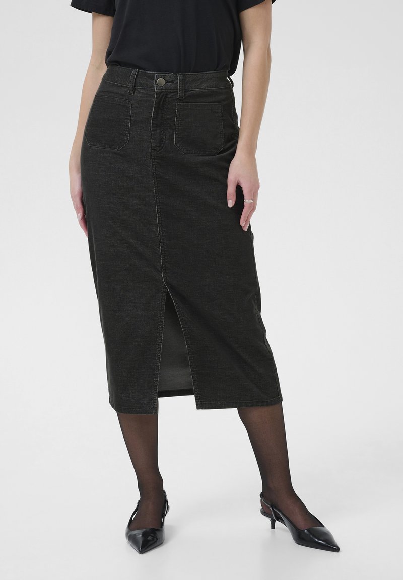 Kaffe Cord skirt - Ceruzaszoknya - black oyster