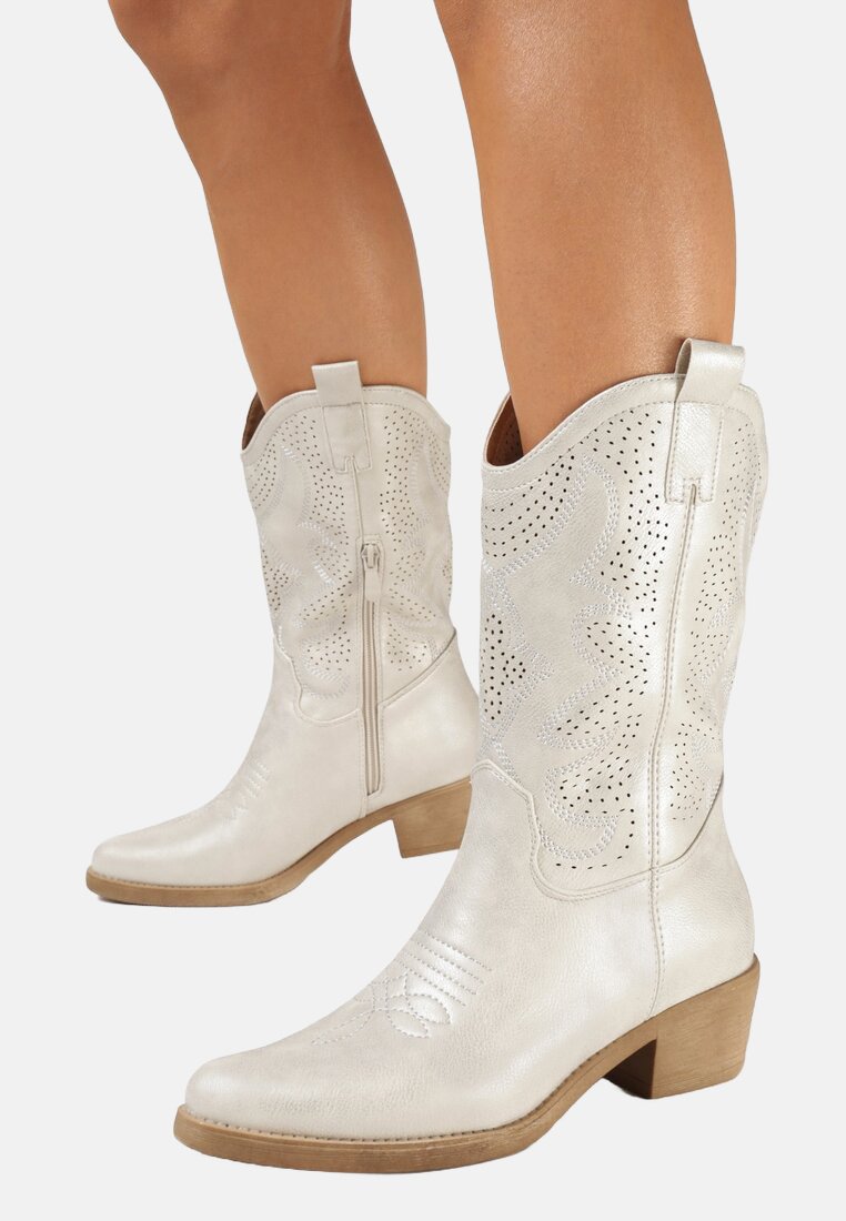 Super Mode Bottines de cowboy / motard - argente