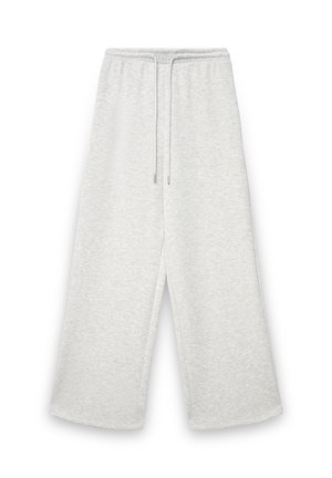 Pantaloni della tuta grigio chiaro a gamba larga realizzati in morbido tessuto misto cotone con girovita elasticizzato e coulisse regolabile per una vestibilità comoda.