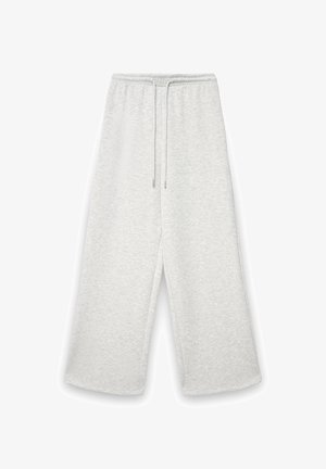 Pantaloni della tuta grigio chiaro a gamba larga realizzati in morbido tessuto misto cotone con girovita elasticizzato e coulisse regolabile per una vestibilità comoda.