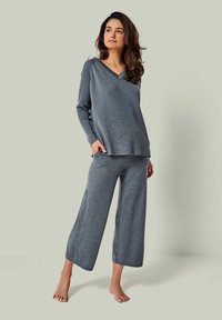 YOU LOOK PERFECT DORINA - MERINO WOLLE V-PULLOVER - Pyjama top - anthrazit