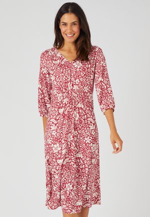 Damart CHAUDE - Robe en jersey - rouge fleuri