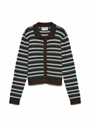 Vero Moda, KNITTED POLO NECK AWDULCE KNIT CARDIGAN - Gilet - chocolate torte