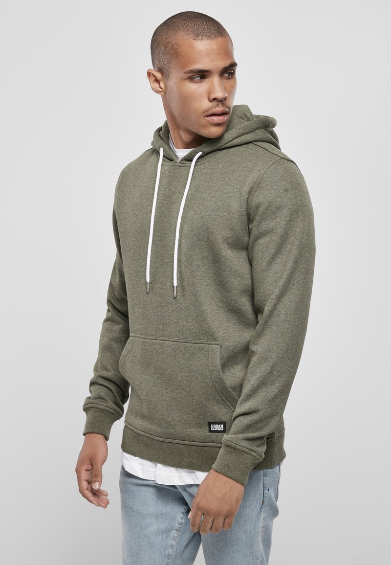 Urban Classics BASIC MELANGE HOODY - Majica s kapuljačom - darkgreen melange