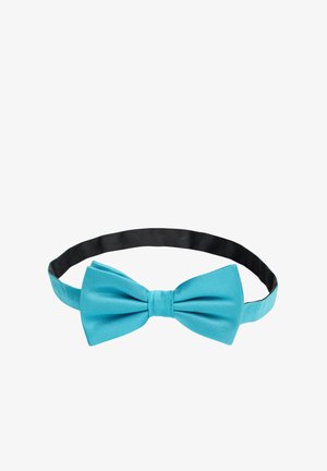 Turkoosi solmio, joka on valmistettu teksturoidusta kankaasta, mustalla säädettävällä nauhalla. Ominaisuuksiin kuuluu klassinen solmimuoto ja sileä pinta.