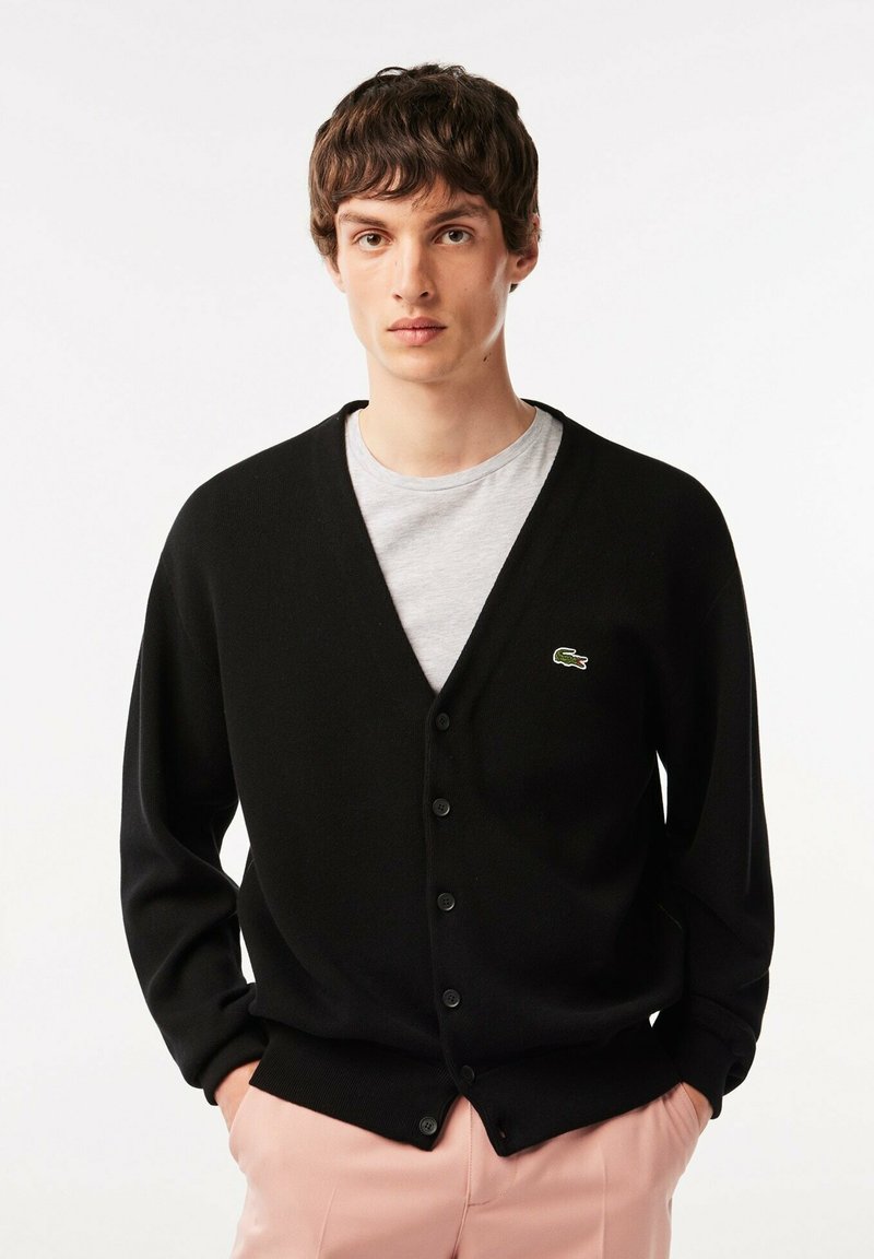 Lacoste ESSENTIAL CARDIGAN - Neuletakki - noir/antrasiitti - Zalando.fi
