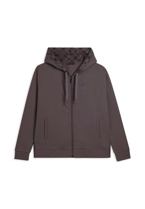 CON CAPPUCCIO FANTASIA E FRONTALE - Sudadera con cremallera - mottled dark brown