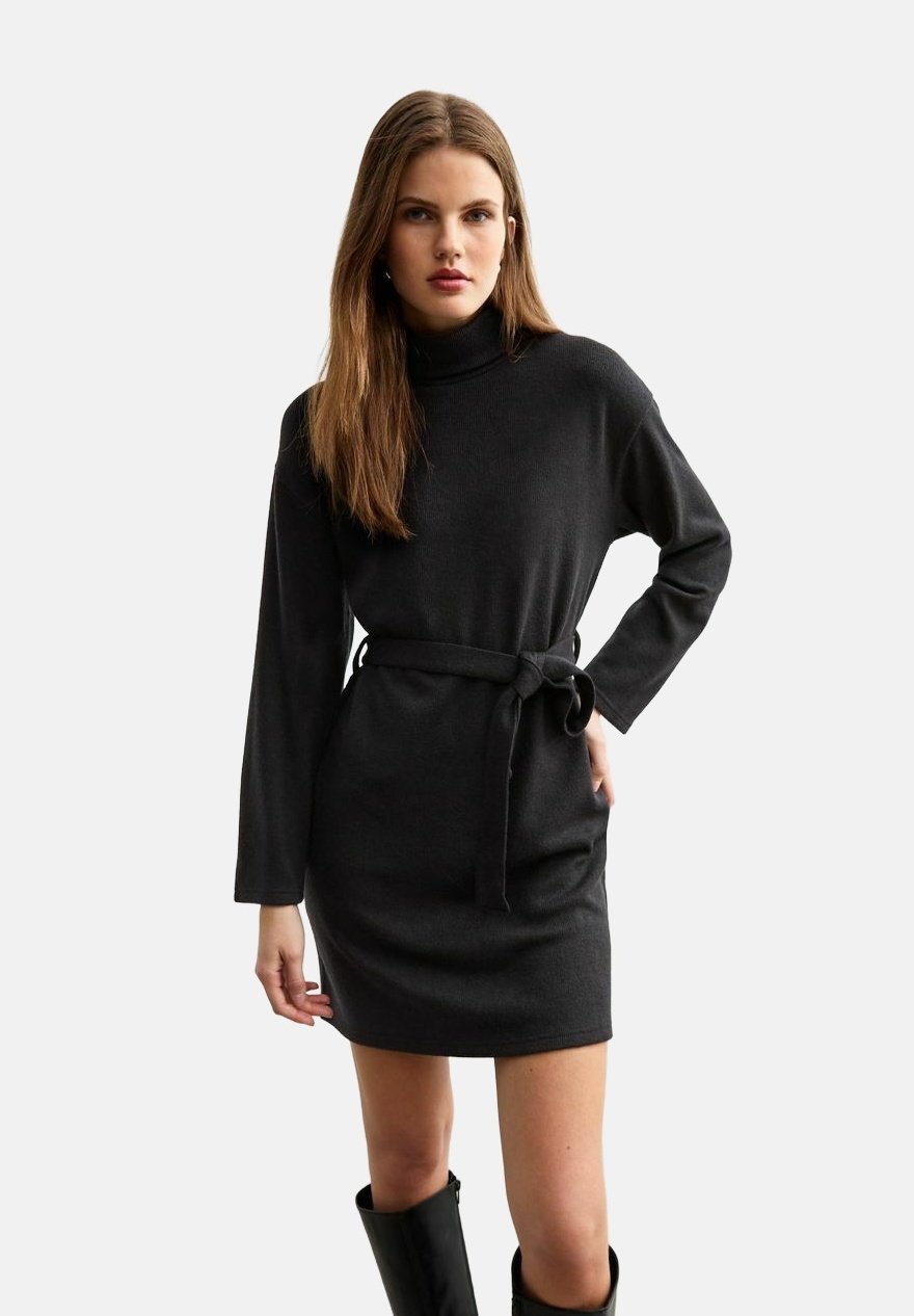 Mini Strickkleid Rollkragen Strickkleid New Look BELTED RIBBED