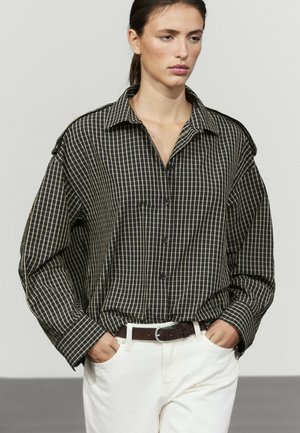 Massimo Dutti, Button-down blouse - mottled dark blue