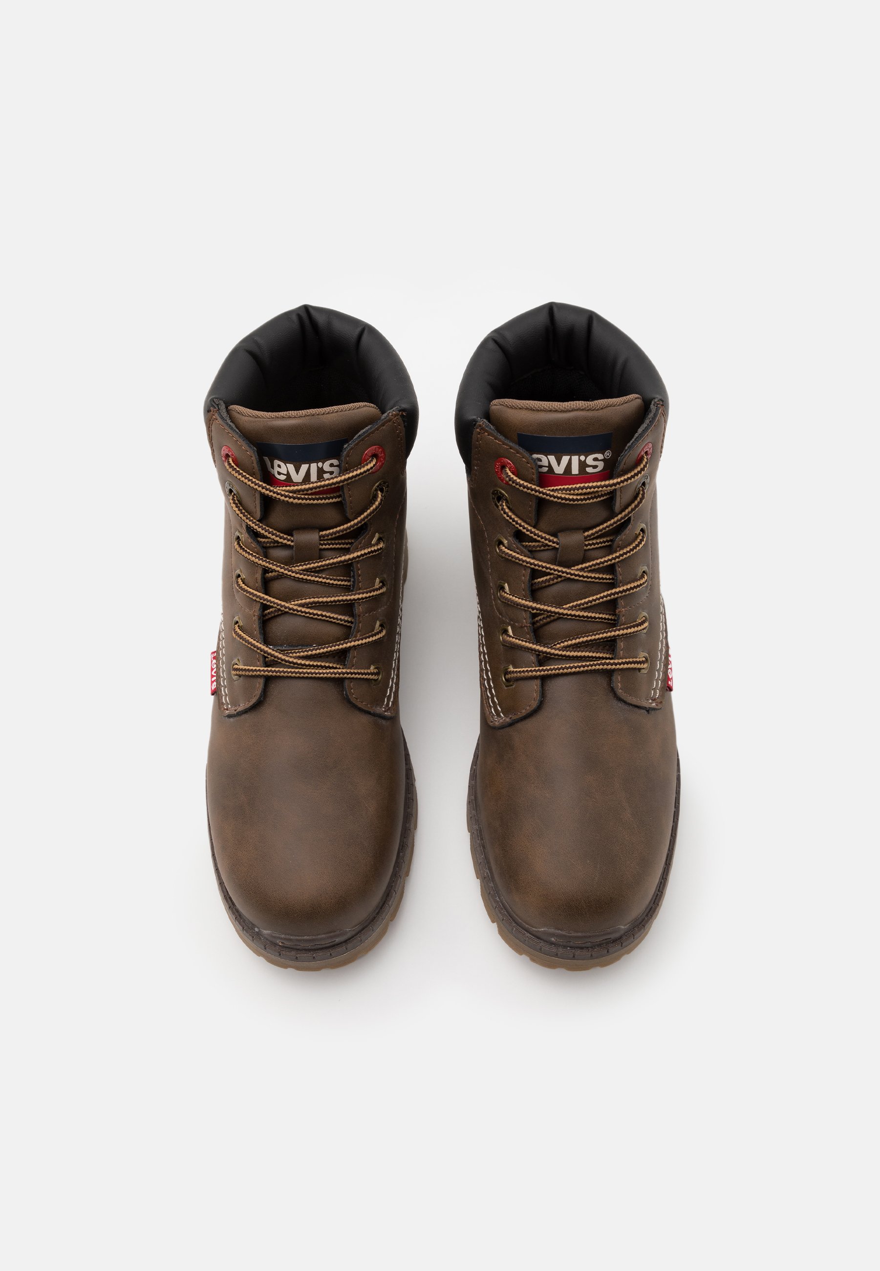 Levi's New Forrest Mid Unisex Laceup Ankle Boots Brown/Black, Size: 5, Brown - High-quality Imitation Leather