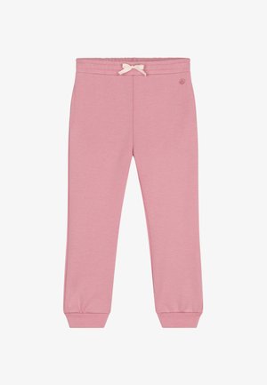 Rosa Jogginghosen mit einem Kordelzugbund, elastischen Bündchen und einer glatten Textur. Verfügt über ein kleines Logo an der linken Hüfte.