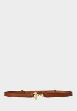 LEATHER TOGGLE SKINNY BELT - Curea - brown