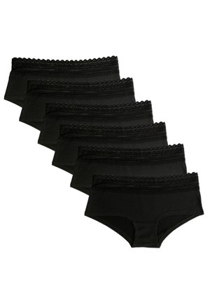 6ER SET COTTON HIPSTER MIT BREITEM SPITZENBUND NIEDRIGE LEIBHÖHE - Panties - schwarz