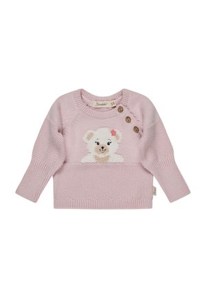 Sterntaler, STRICKPULLOVER BÄR MIT KNOPFLEISTE AN DER SCHULTER UND MITWACHSBÜNDCHEN - Jumper - puderrosa