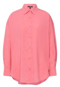 Camicia rosa con colletto classico, maniche lunghe e vestibilità rilassata. Tessuto liscio e orlo arrotondato.