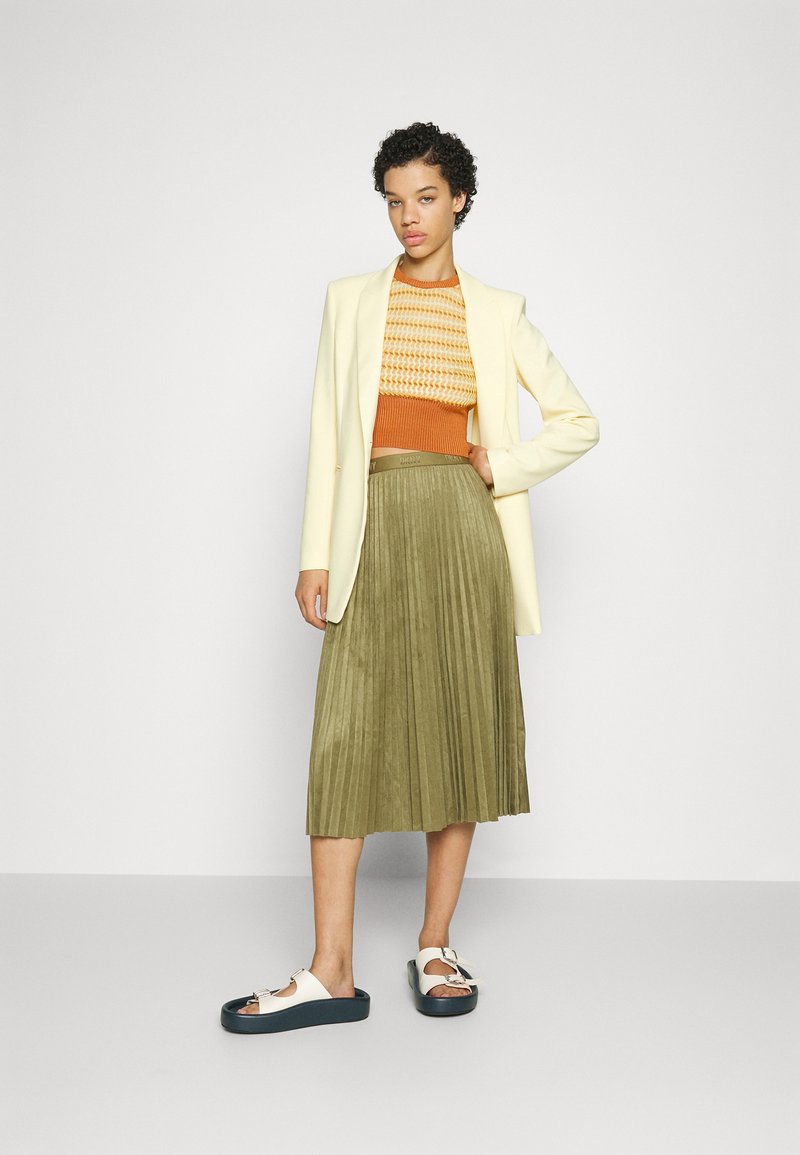 dkny pleated midi skirt