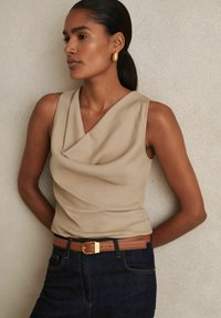 Reiss LYRA COWL-NECK - Top - camel