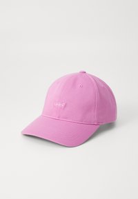 Rózsaszín pamut baseball sapka ívelt napellenzővel és állítható pánttal. A front panelen egy kis hímzett Levi's logo található.