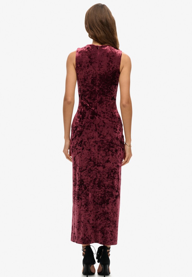 shoes to wear with burgundy velvet dress Long Velvet Strapless Prom Dress with Gloves -PromGirl Burgundy / XLarge