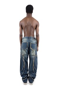 FAVELA FRINGED CUTLINE - Traperice opuštenog kroja - blue wash