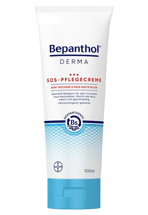 Bepanthol Derma SOS Pflegecreme für sehr trockene, raue Haut, mit Dexpanthenol B5, 100-ml-Tube, dermatologisch getestet von Bayer.