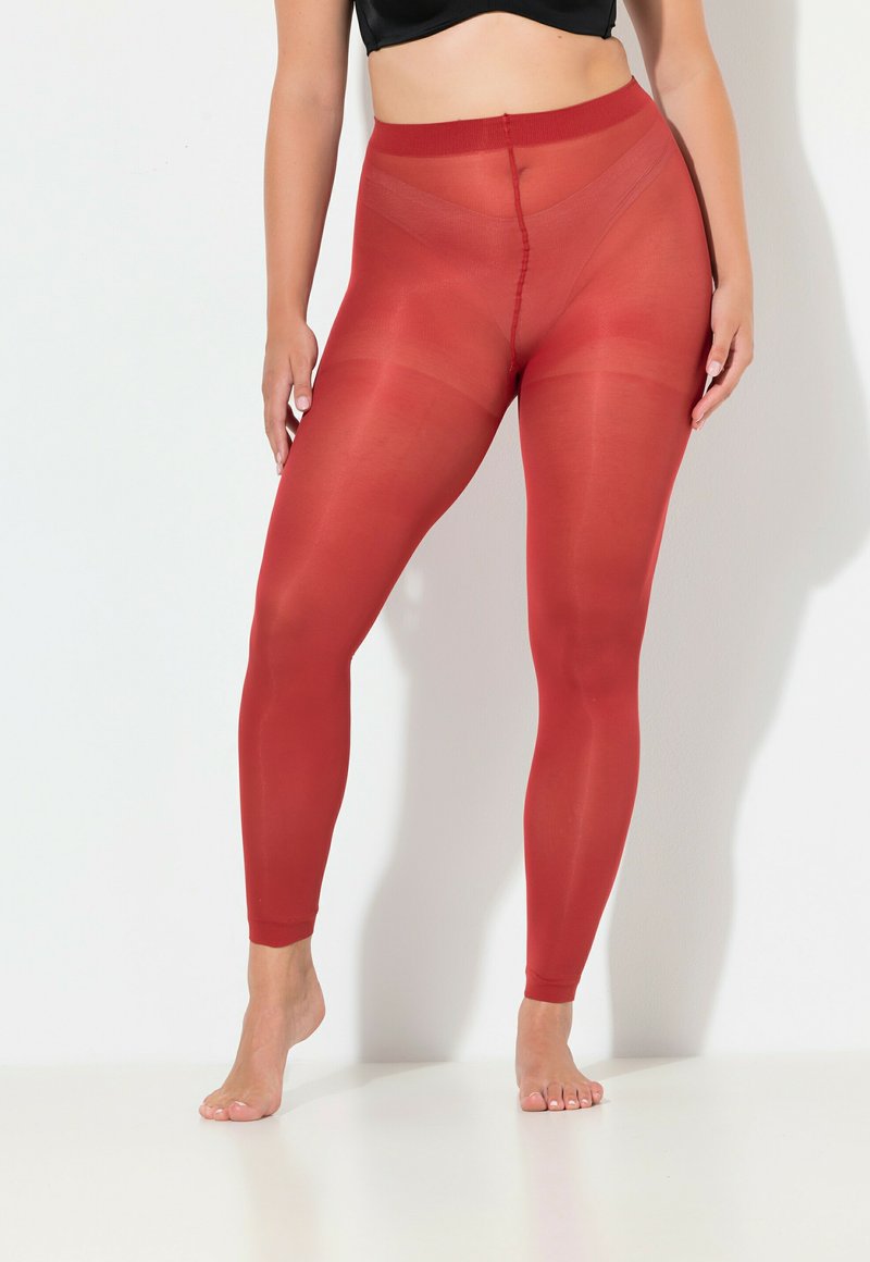 Rote, durchsichtige Leggings mit glatter Textur, hohem Taillenbund und eng anliegender Passform. Sie verfügen über ein nahtloses Design ohne sichtbare Nähte.