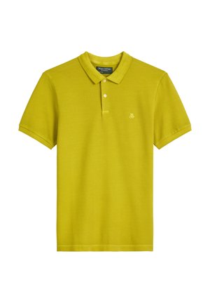 Geel polo shirt van zachte stof, met een klassieke kraag, korte mouwen en een klein geborduurd logo op de linkerborst.