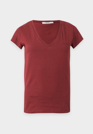 Replay, V NECK LOGO - T-shirt basic - fired brick