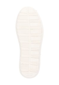 Weißer Gummischuhsohle mit einer strukturierten, gemusterten Unterseite. Besitzt ein zentrales Logo und eine Größenangabe "37". Rechteckiges Profil für Grip.